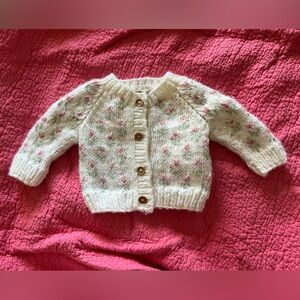 Huggalugs Bitty Blooms Blush floral knit Sweater 12-18months